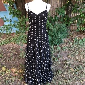 Cache black and white polka dot long dress